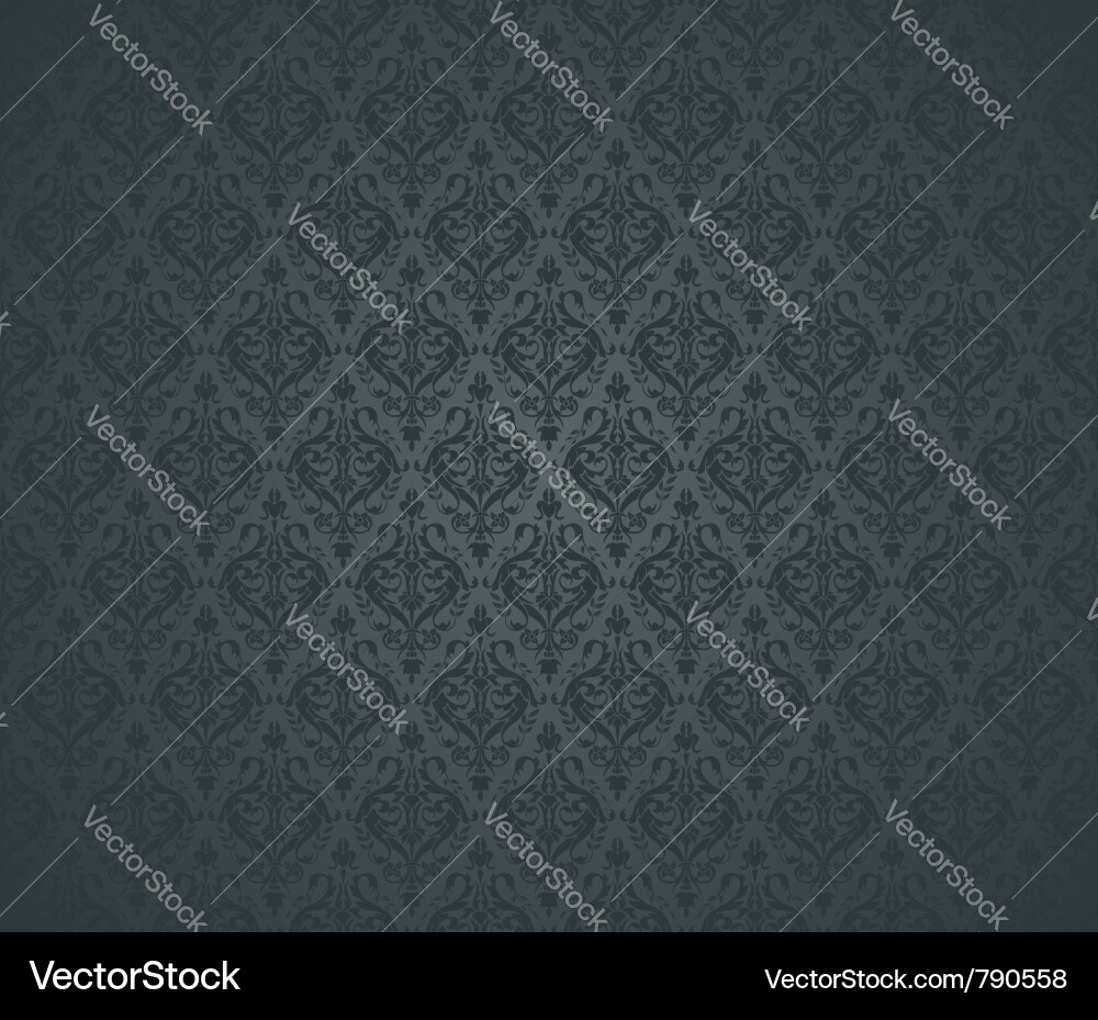Dark Floral Damask Wallpaper vector image