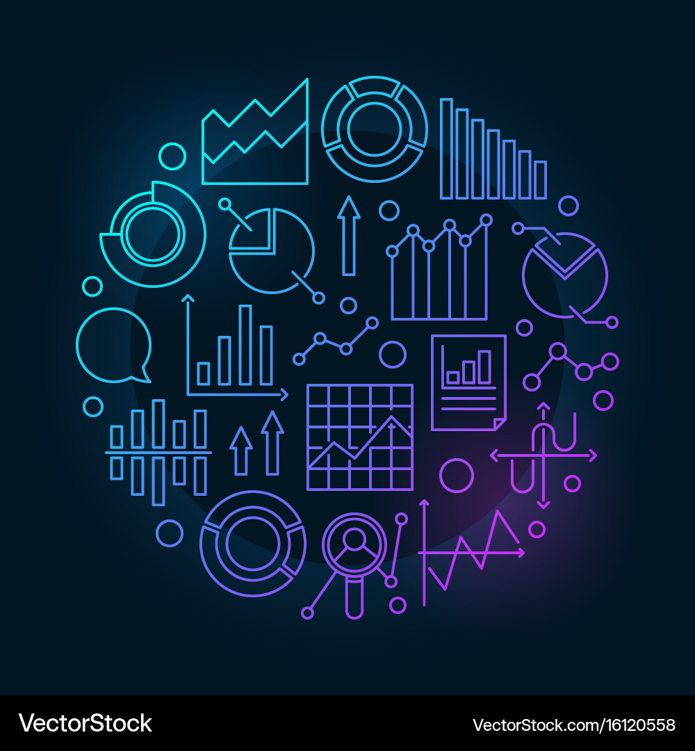 Data Analysis Icons - Circular Chart Vector Image