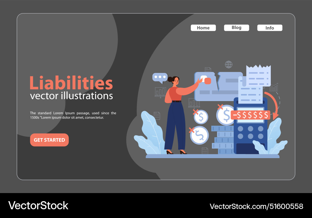 Detail-oriented accountant reviewing liabilities Detail-oriented accountant reviewing liabilities vector image
