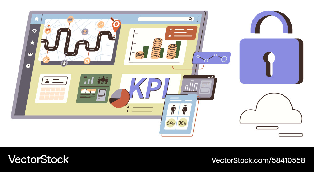 Digital KPI Analytics Dashboard Vector Image