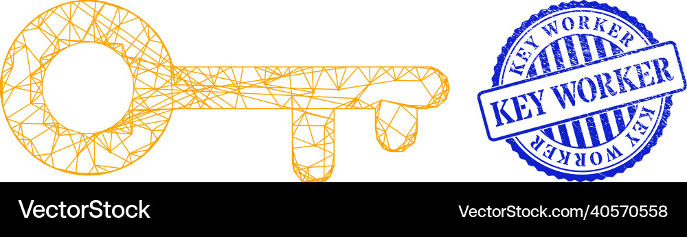 Distress key worker badge and network web mesh Distress key worker badge and network web mesh vector image