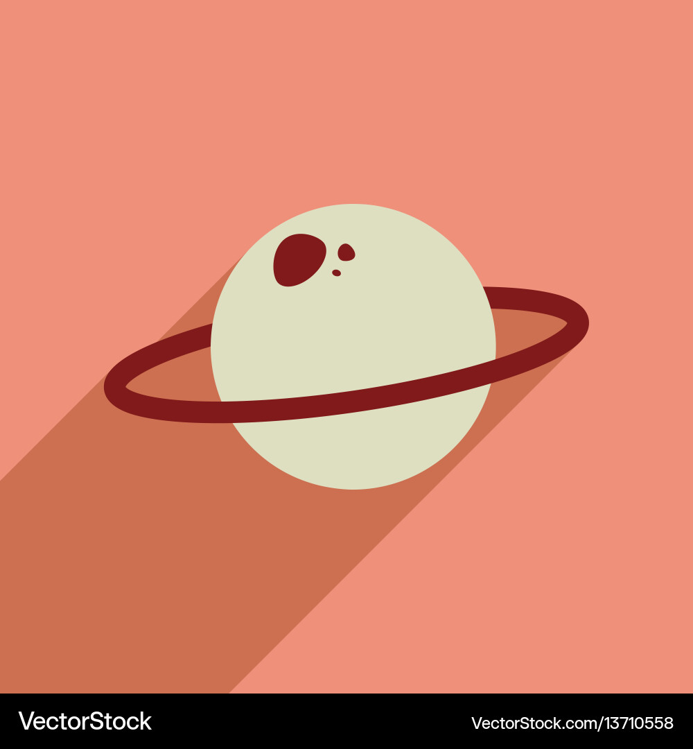 Flat web icon with long shadow planet vector image