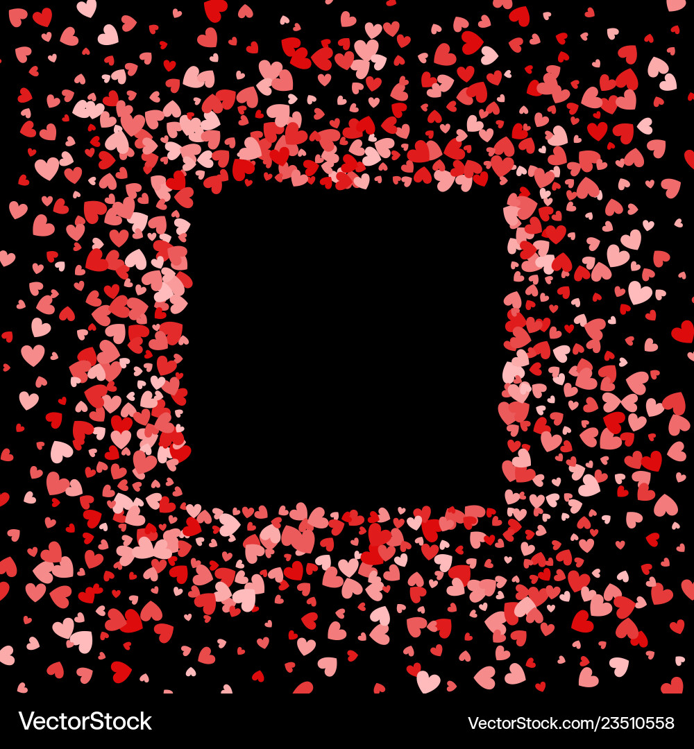 Frame or border of random scatter hearts Frame or border of random scatter hearts vector image