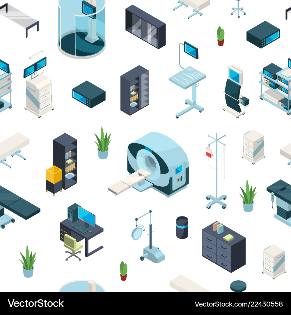 Isometric hospital icons pattern Isometric hospital icons pattern vector image