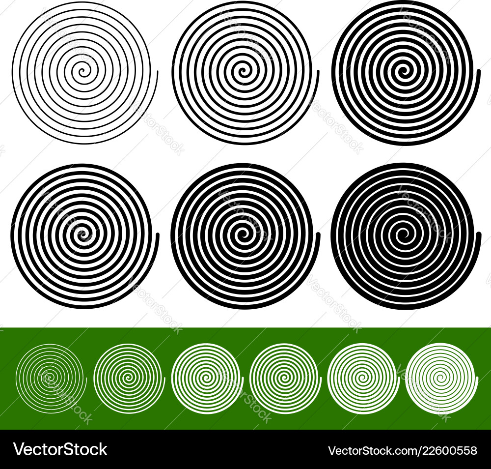 Logarithmic spirals with thinner and thicker lines Logarithmic spirals with thinner and thicker lines vector image
