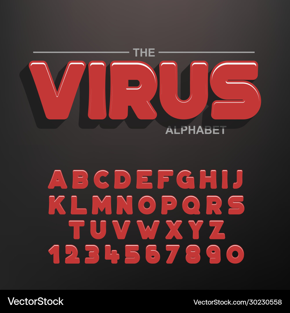 Modern bold font and alphabet with shadow vector image