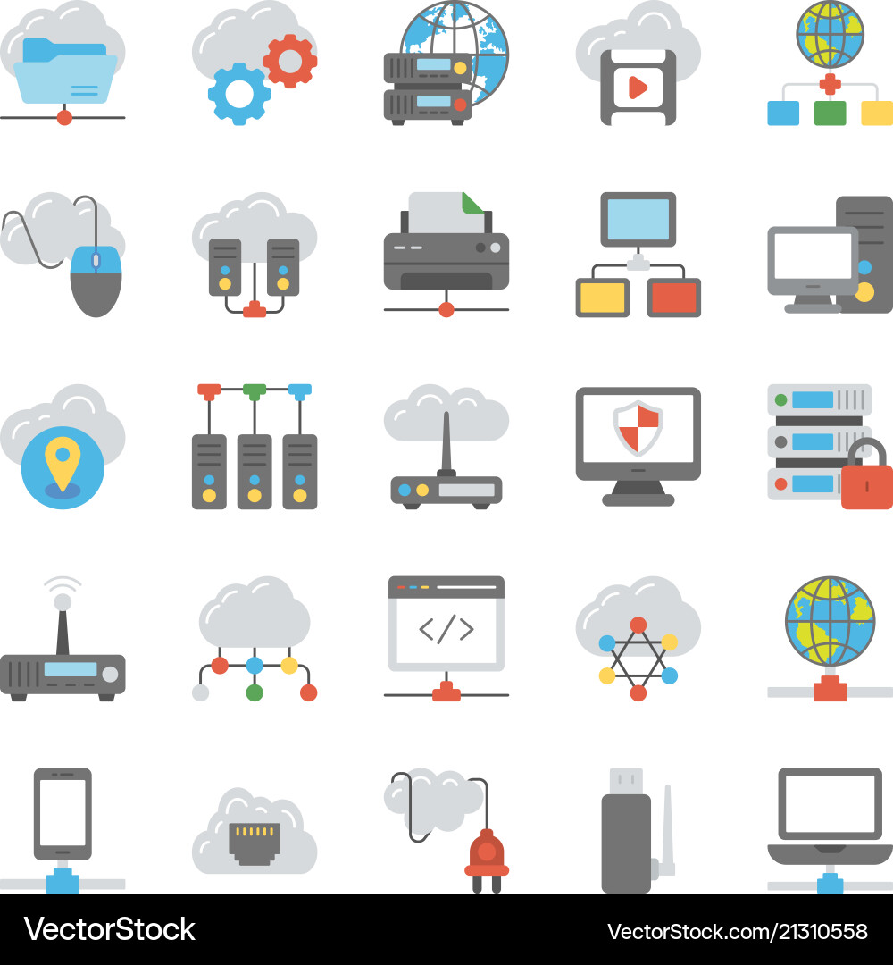 Network and cloud computing icons vector image