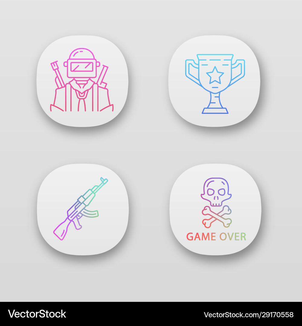 Online game inventory app icons set computer Online game inventory app icons set computer vector image