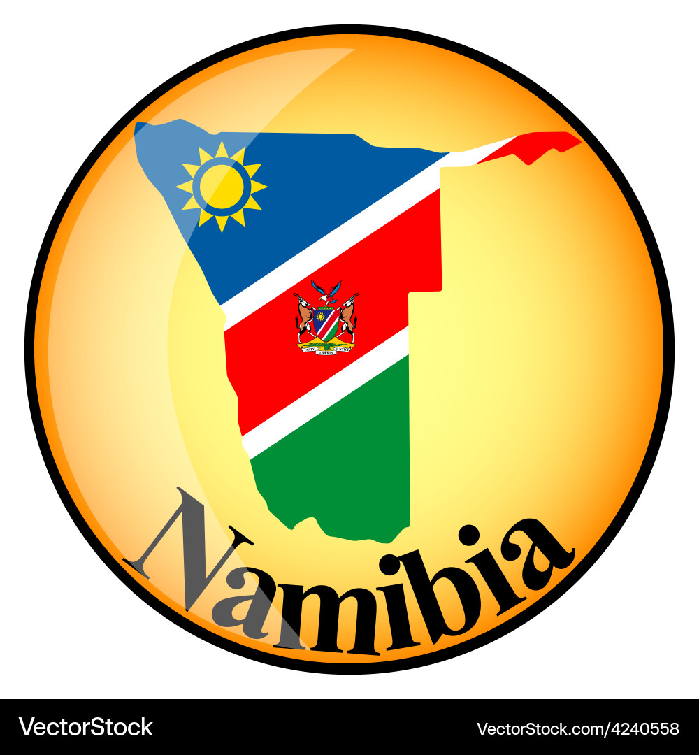 Orange button with the image maps of namibia Vector Image