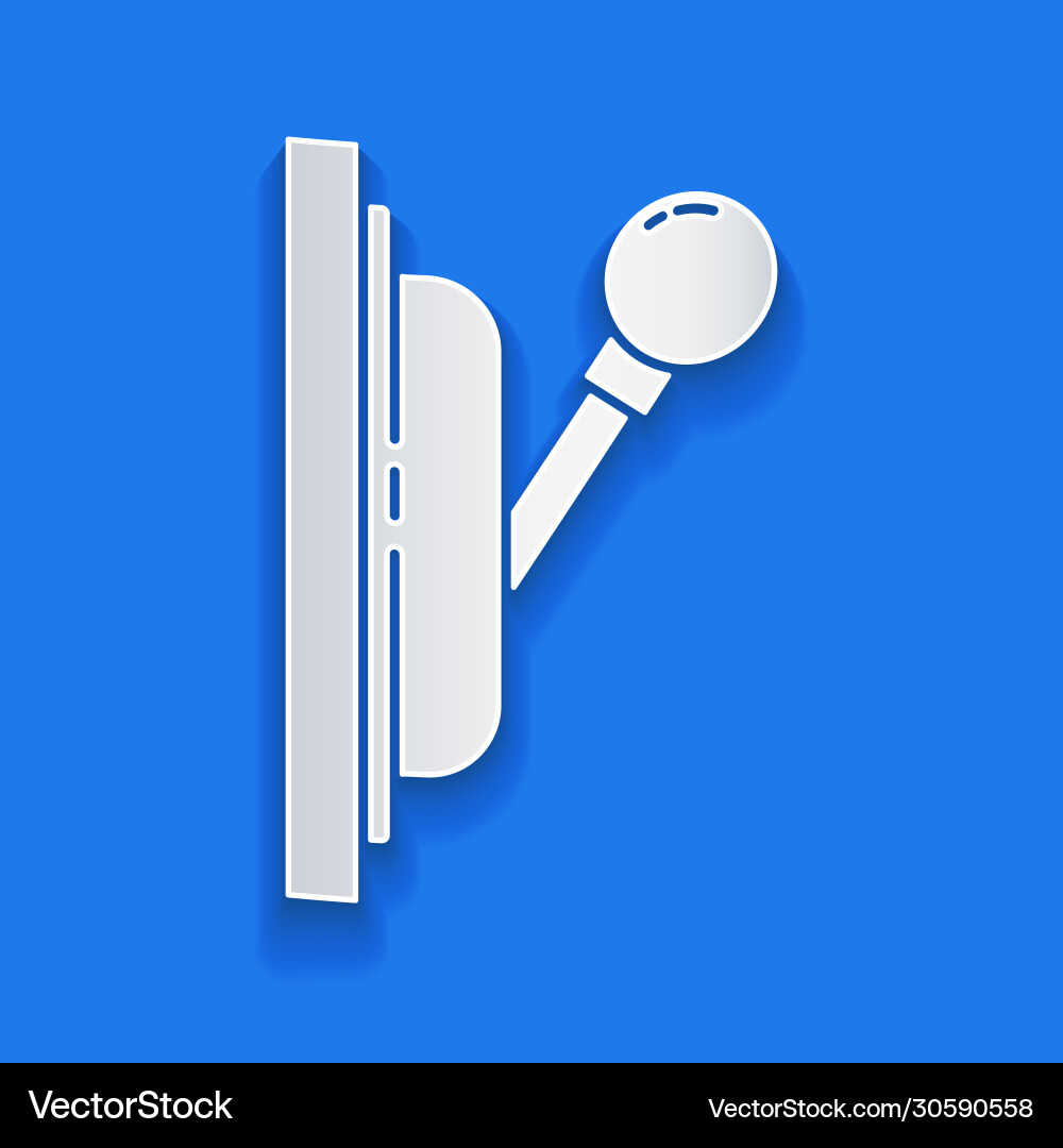 Paper cut electrical panel icon isolated on blue Paper cut electrical panel icon isolated on blue vector image