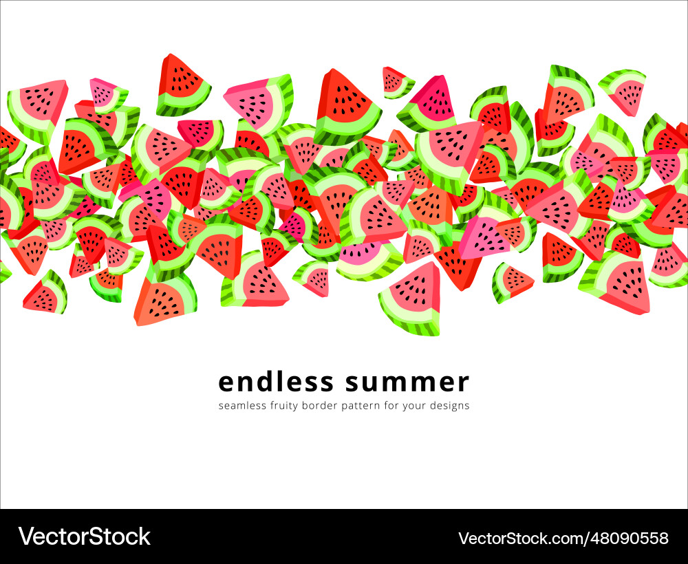 Seamless border pattern with watermelon slices Seamless border pattern with watermelon slices vector image