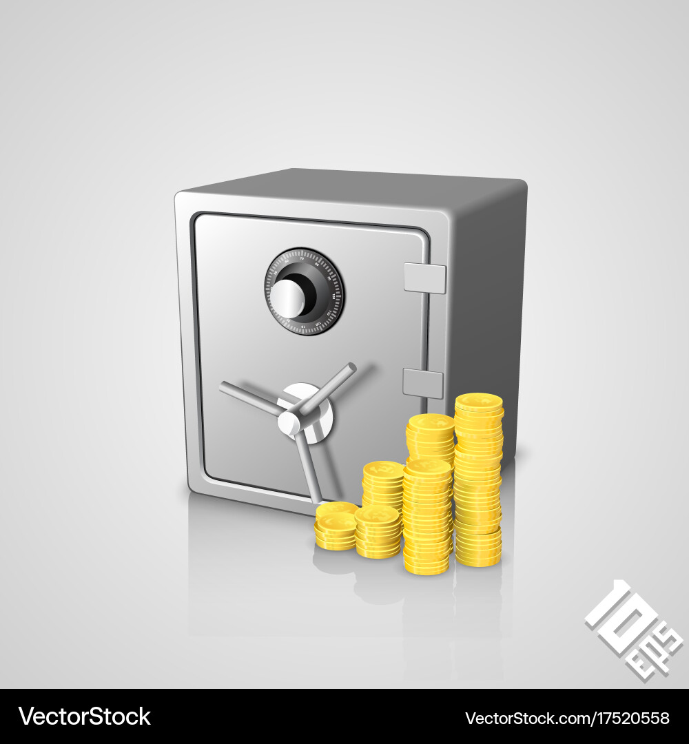 Secure Coins Stack Safe vector image