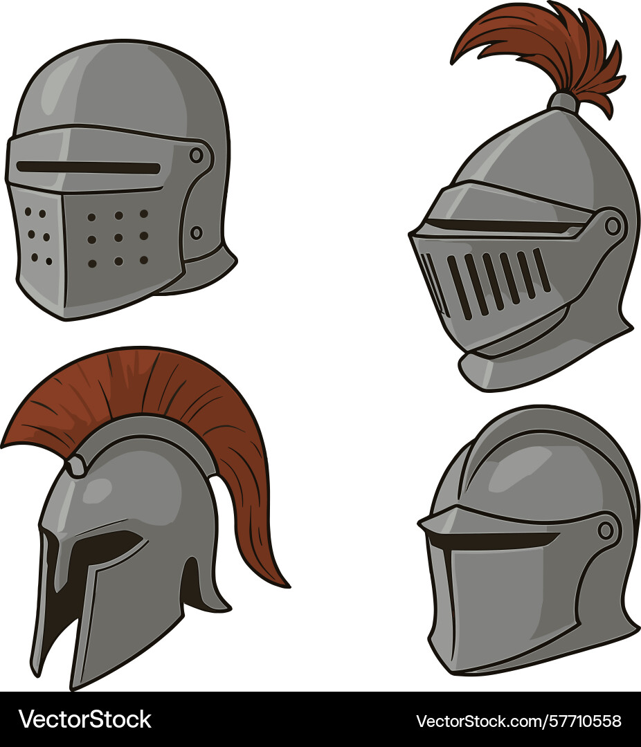 Set depicts different styles of helmets Set depicts different styles of helmets vector image