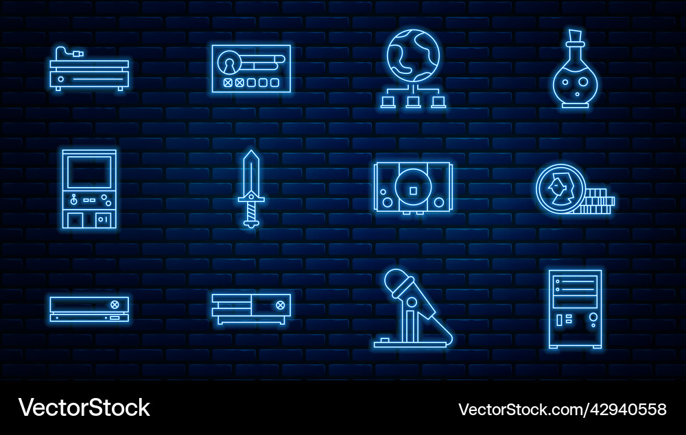 Set line computer coin for game network sword Set line computer coin for game network sword vector image