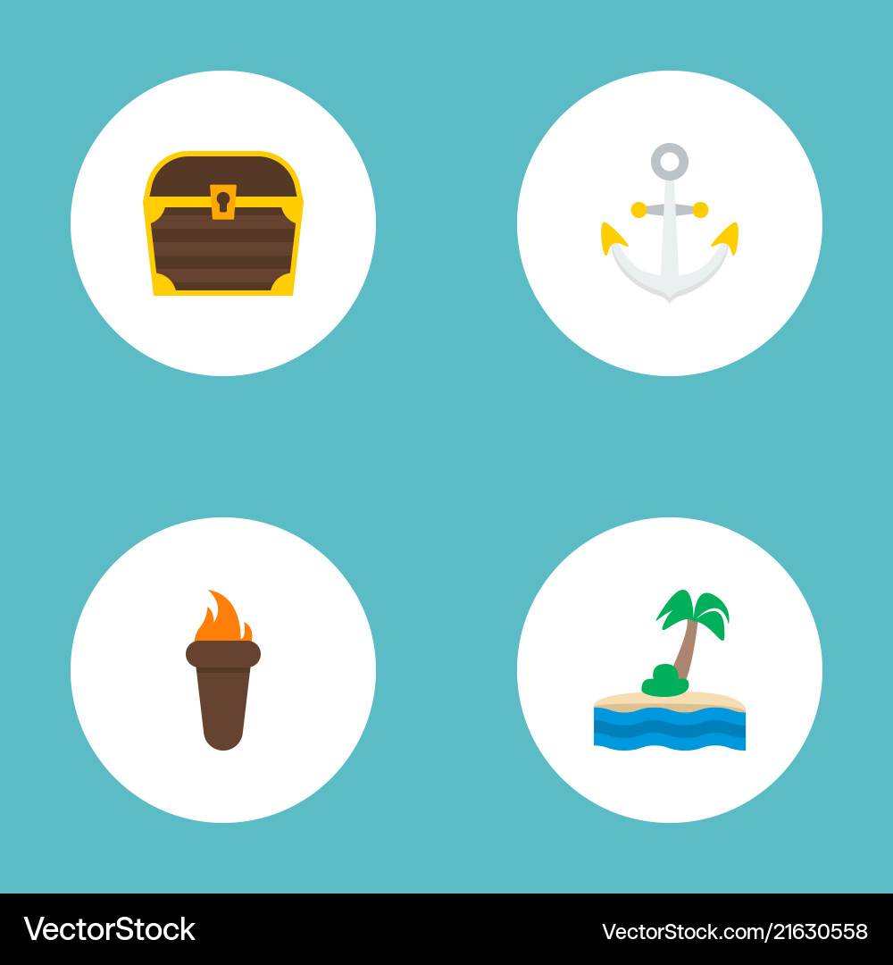 Set of piracy icons flat style symbols with anchor Set of piracy icons flat style symbols with anchor Vector Image