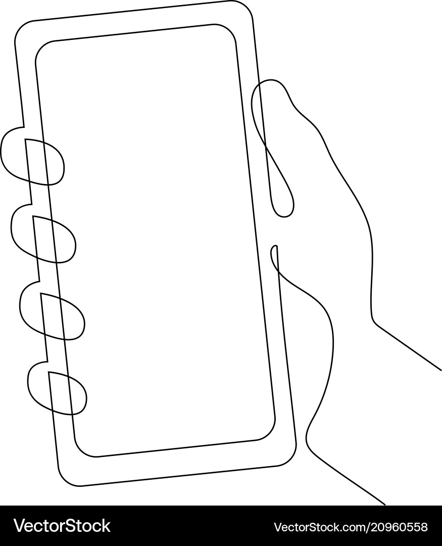 Single Line Hand Holding Smartphone vector image