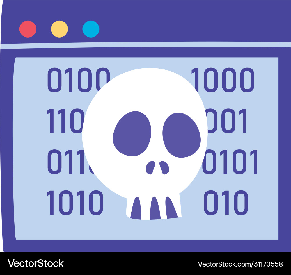 Skull inside website with code flat style icon vector image