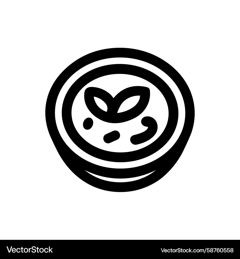 Soup Bowl with Leaf Garnish Vector Image