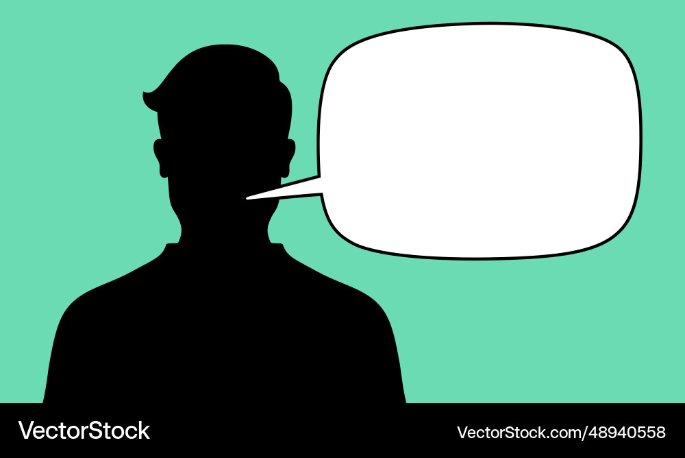 Talking man with empty text bubble flat style Vector Image