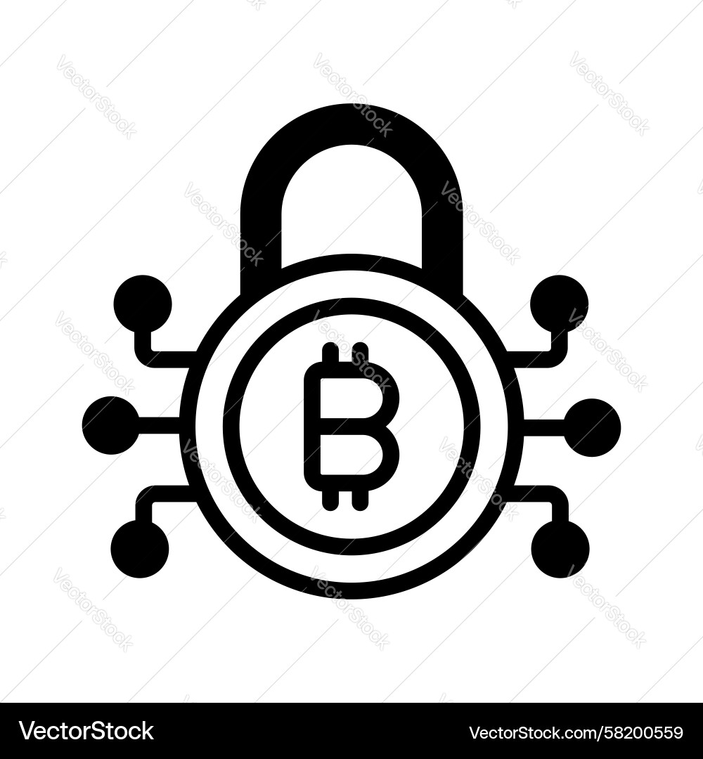 Bitcoin Blockchain Security Icon Vector Image