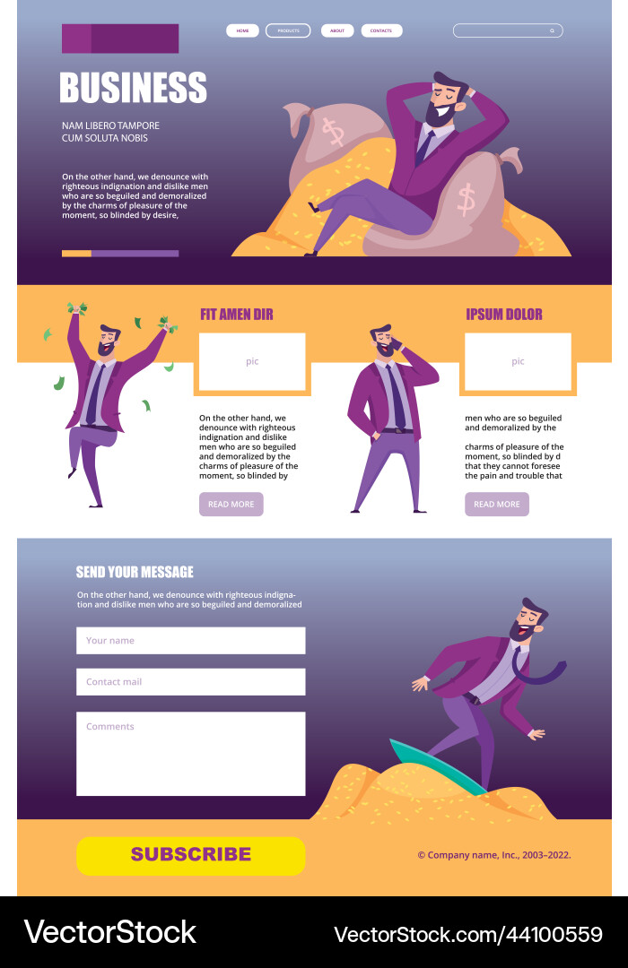Business landing web page template design ui Business landing web page template design ui vector image