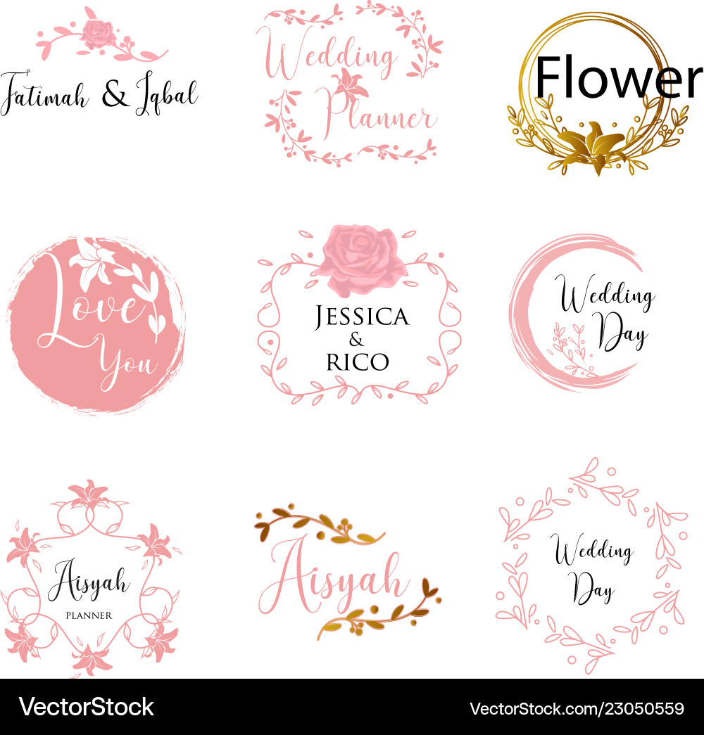Feminine wedding planner template logo sign Feminine wedding planner template logo sign vector image