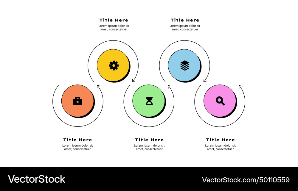 Five circles for infographic timeline with thin Vector Image