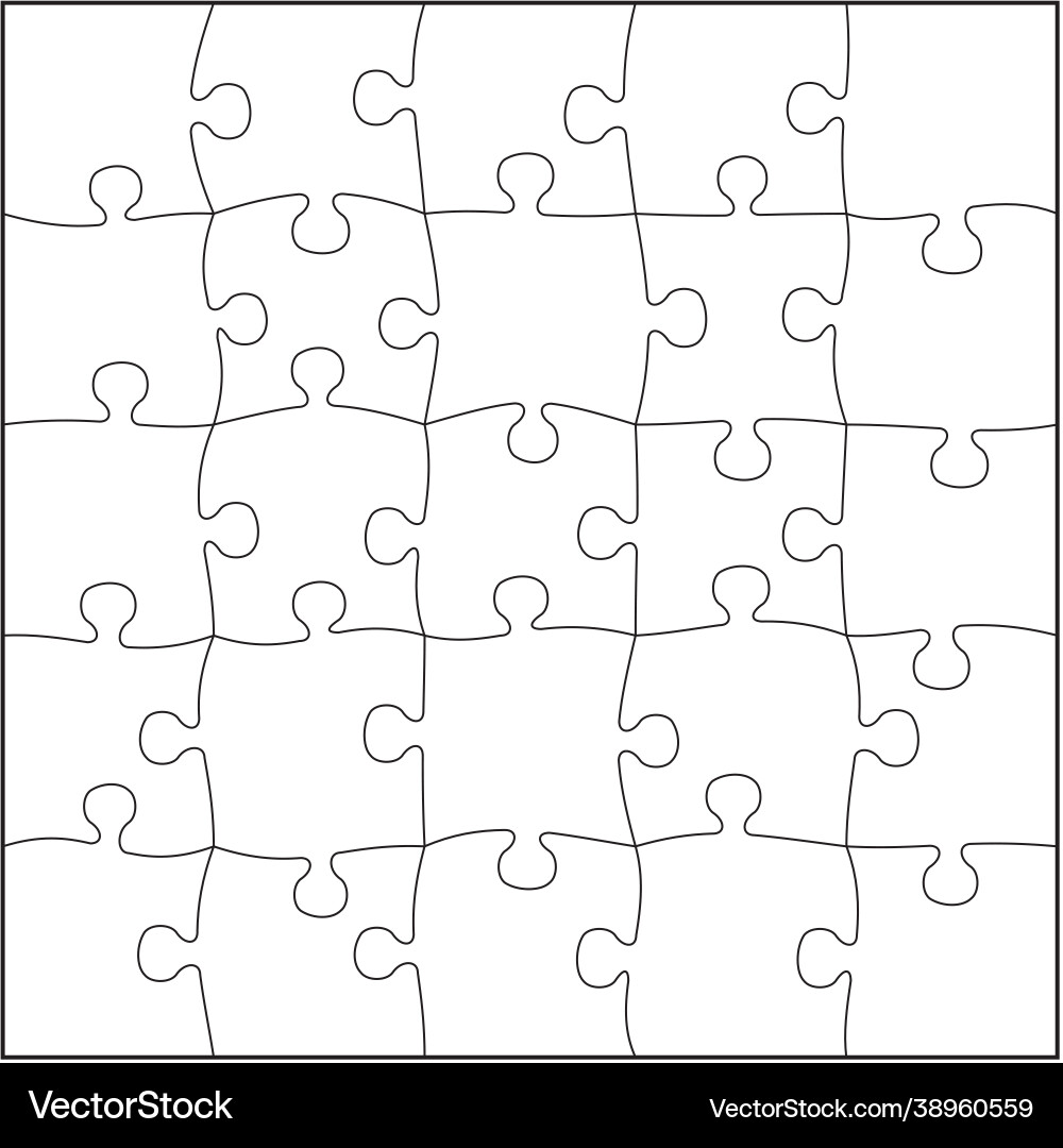Five Piece Puzzle Template Vector Image