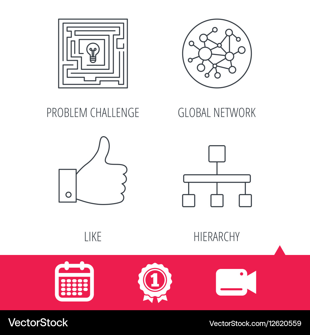 Global network like and hierarchy icons vector image