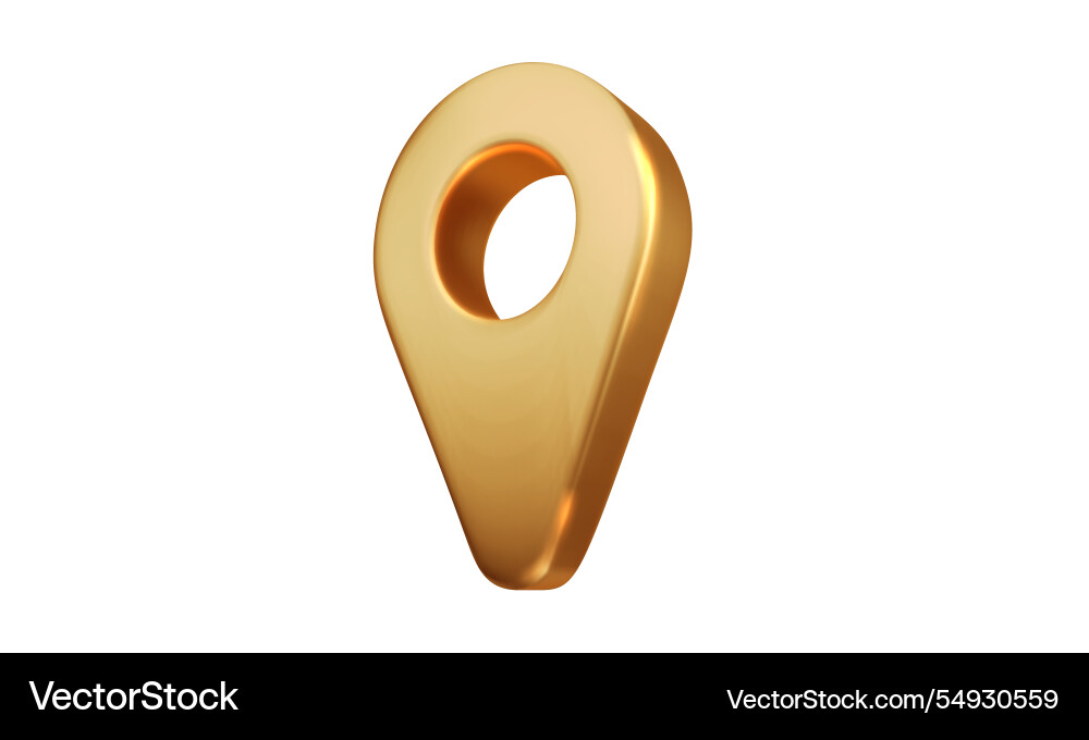 Gold map location pointer 3d icon of geolocation Gold map location pointer 3d icon of geolocation vector image