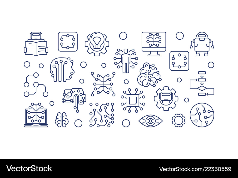 Machine learning horizontal banner Machine learning horizontal banner vector image