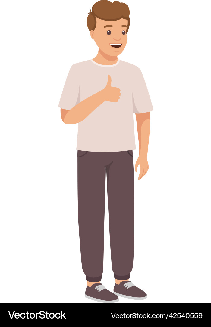 Man character in casual pants standing and showing Vector Image
