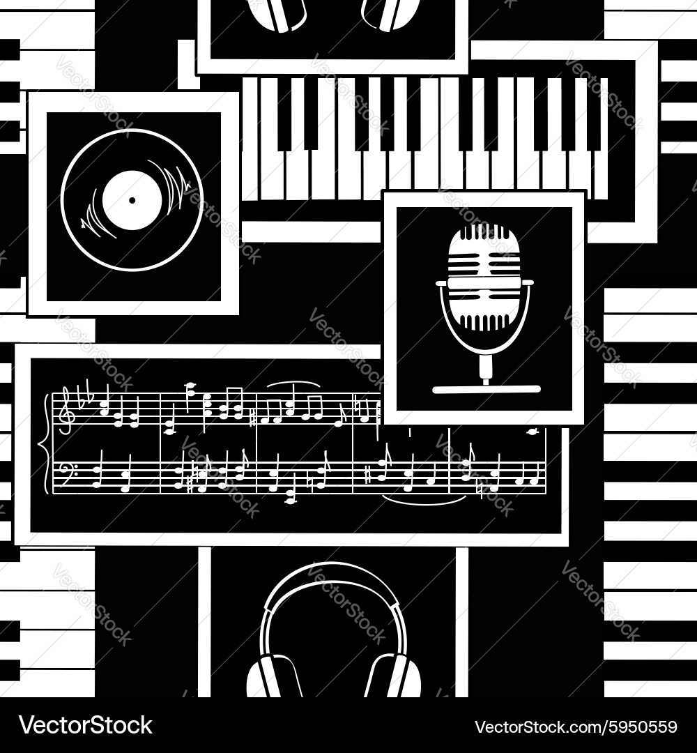 Seamless pattern of musical attributes vector image