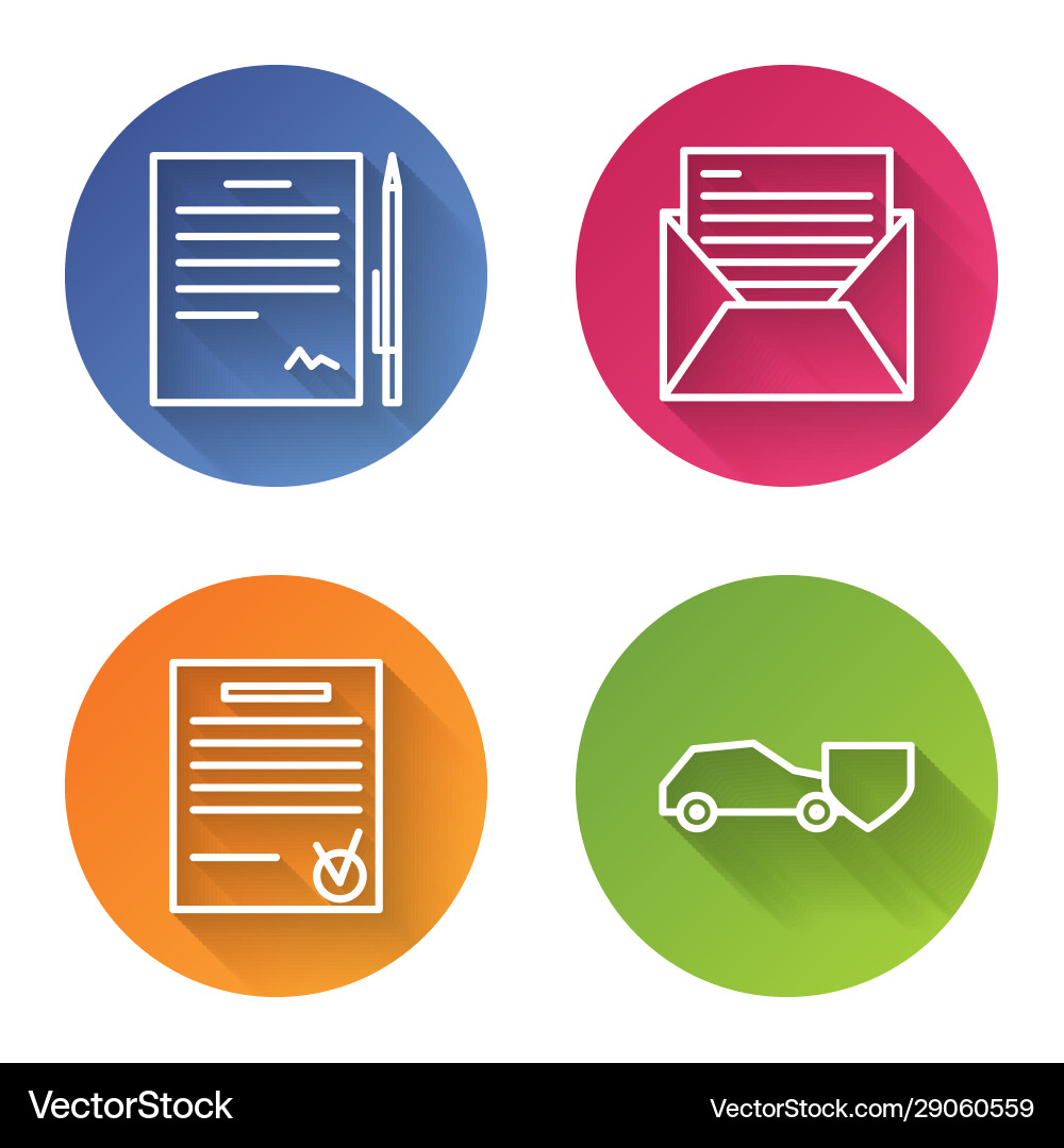 Set line contract with pen mail and e-mail Set line contract with pen mail and e-mail vector image