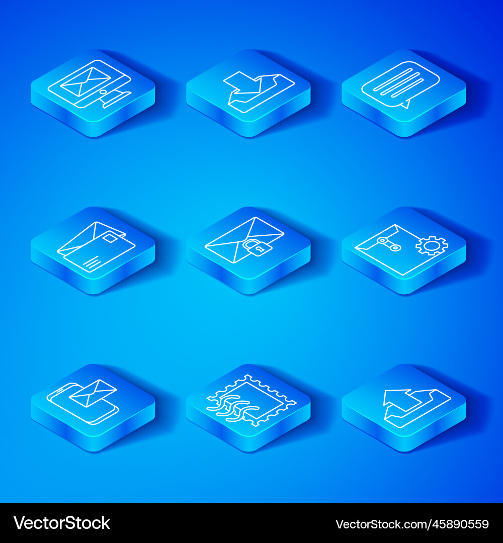 Set line mobile and envelope mail message lock Set line mobile and envelope mail message lock vector image