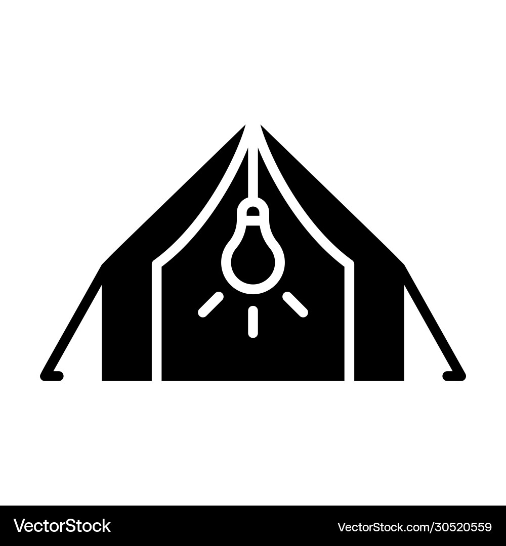 Silhouette camping tent with electricity outline Silhouette camping tent with electricity outline vector image