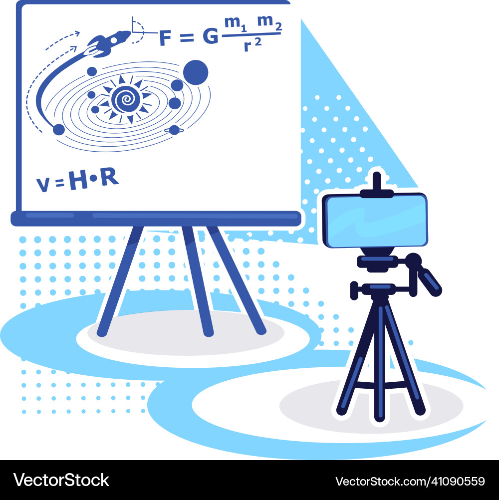 Streaming setup for e learning flat color object Streaming setup for e learning flat color object vector image