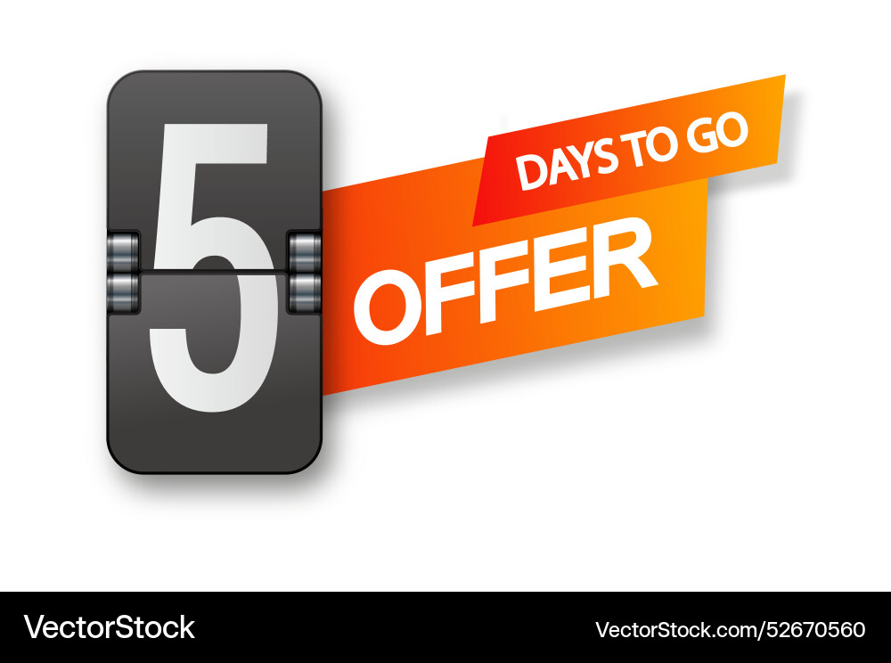5 days to go icon set countdown of remaining vector image