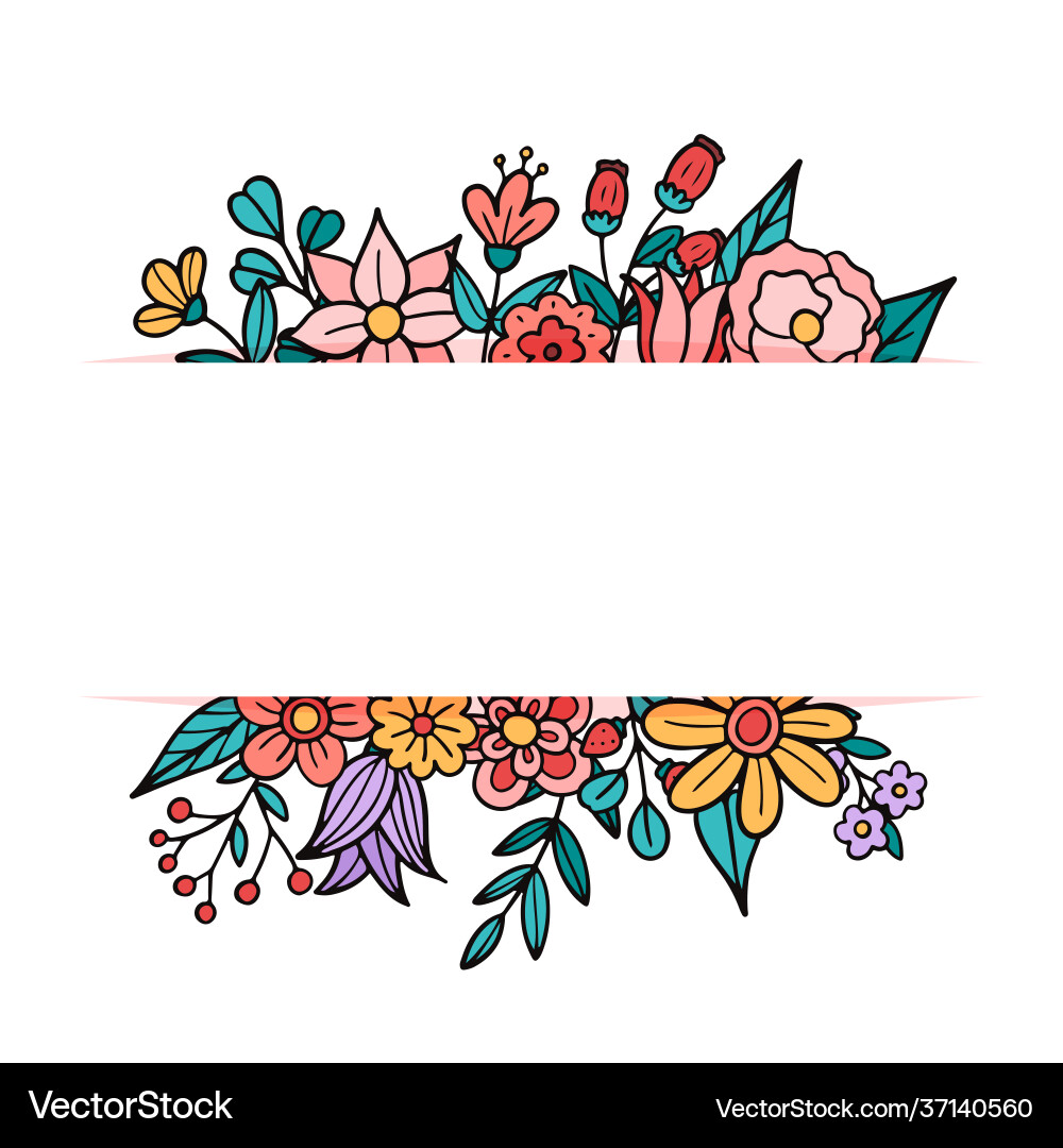 Blumenrahmen mit niedlicher Hand gezeichnete Doodle Blumen Blumenrahmen mit niedlicher Hand gezeichnete Doodle Blumen vektorbild