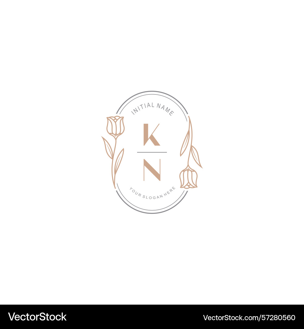 Botanical monogram logos with initial kn Botanical monogram logos with initial kn Vector Image