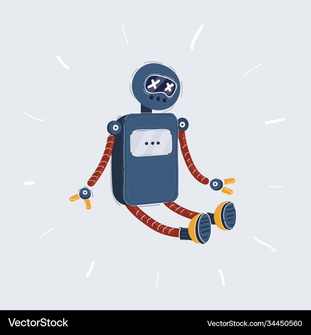 Broken robot fall down Broken robot fall down vector image