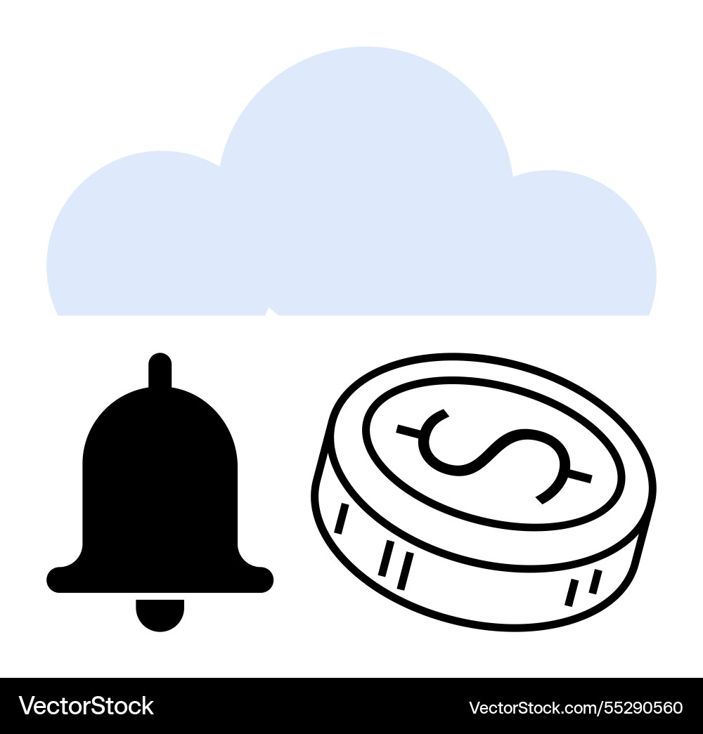 Cloud computing concept with bell notification Cloud computing concept with bell notification vector image
