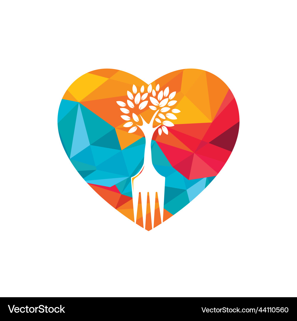 Fork tree with heart shape logo design Fork tree with heart shape logo design Vector Image