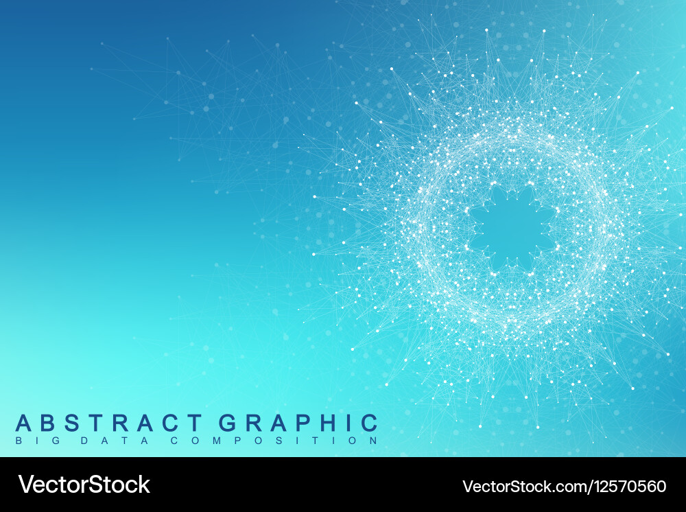 Fractal element with connected lines and dots big vector image