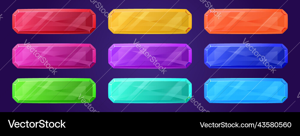 Glass color rectangular buttons for game Glass color rectangular buttons for game vector image