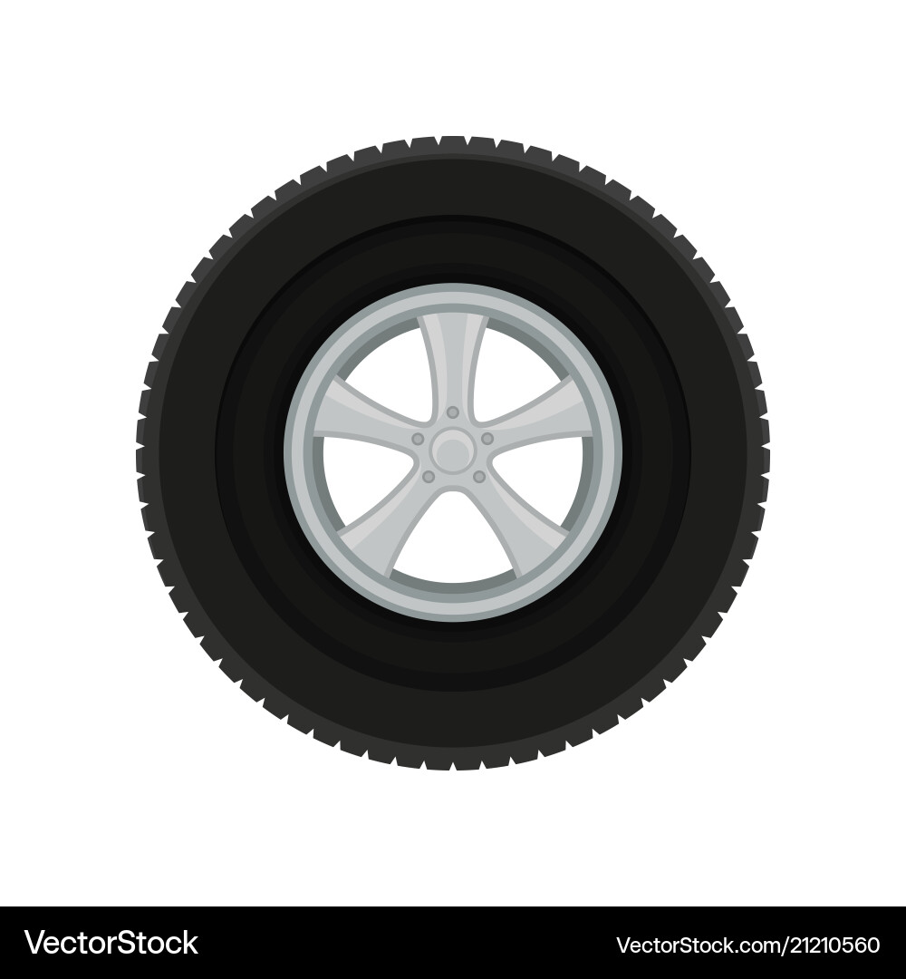 Gray car disk with large black tire automobile Vector Image