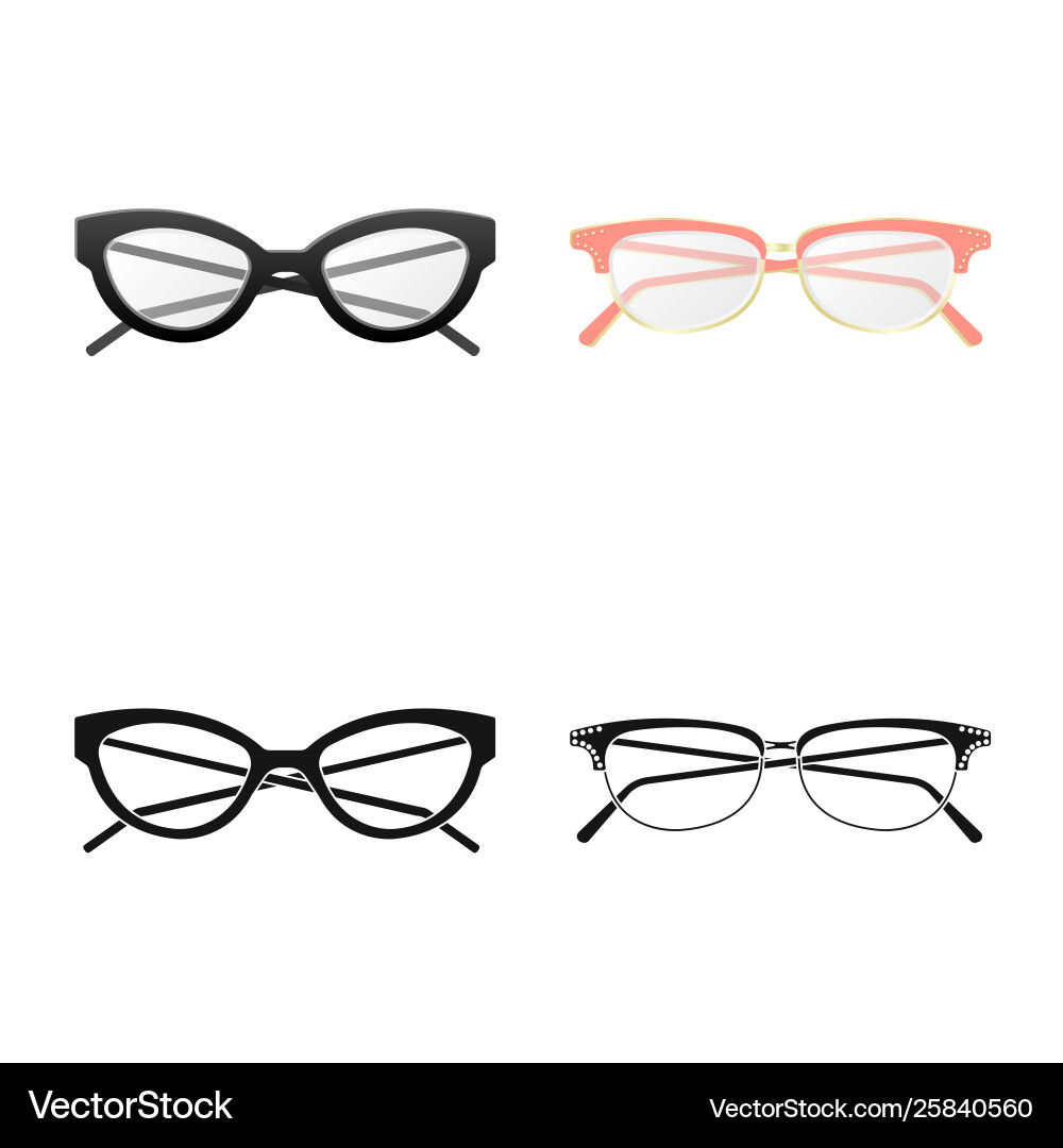 Isolated object glasses and frame symbol set vector image