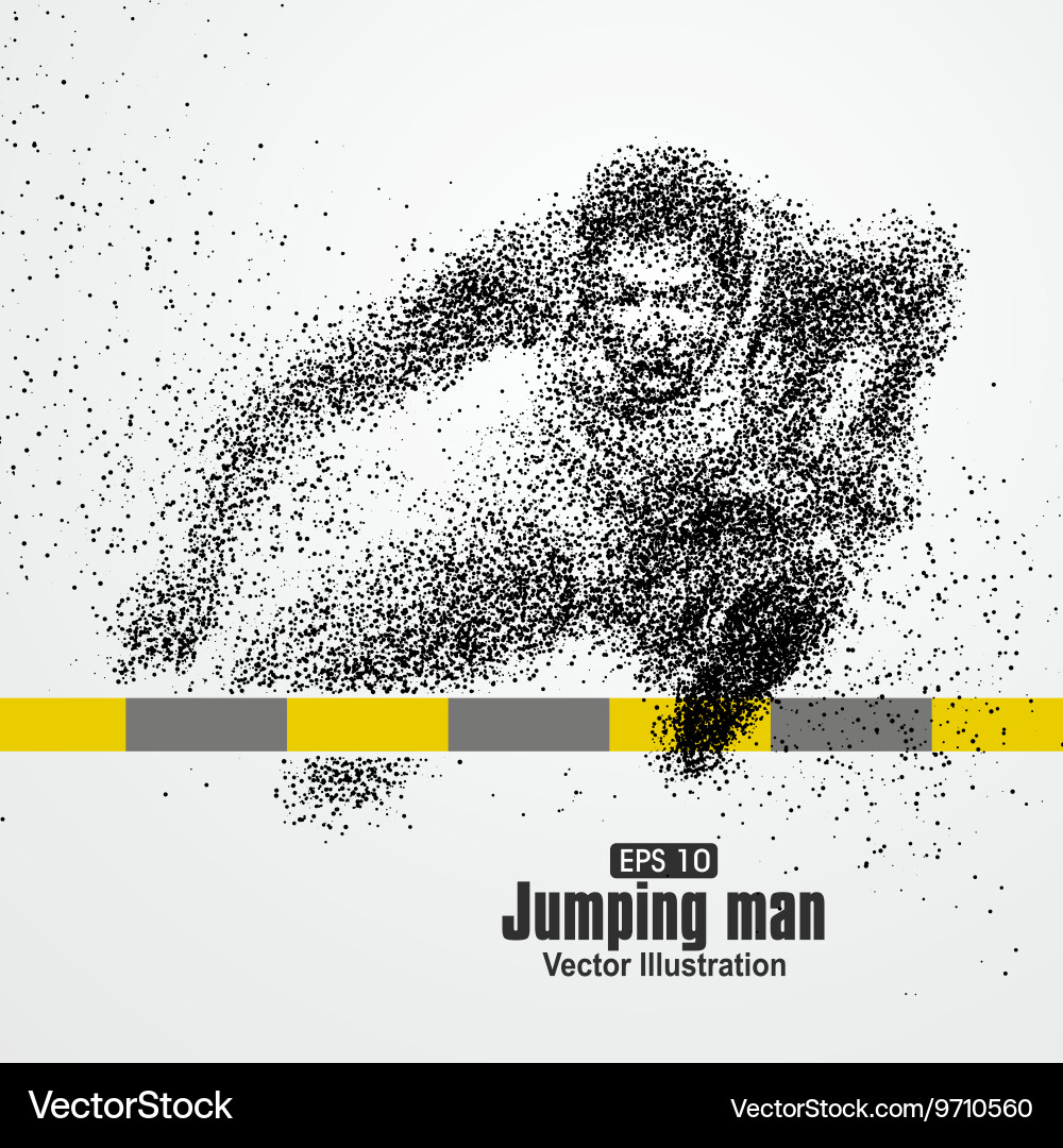 Jumping man particle divergent composition Vector Image