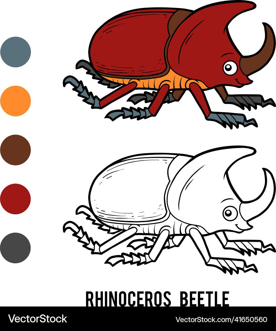 Malbuch rhinoceros beetle Malbuch rhinoceros beetle vektorbild