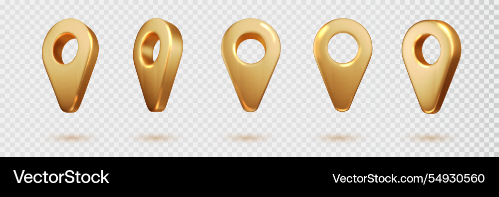 Map pointer golden color isolated location pin Map pointer golden color isolated location pin vector image